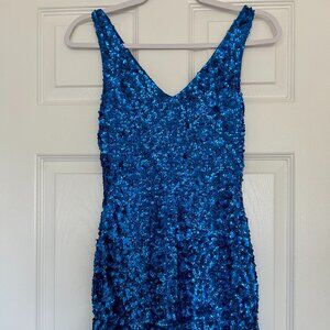 Blue Sequins Mini Dress